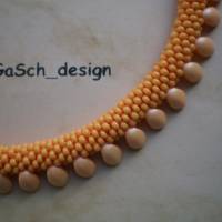 Häkelkette, gehäkelte Perlenkette * Drachenschwanz mag softes Orangeneis Bild 2
