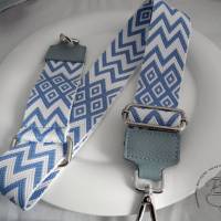 Schultergurt Taschentrageriemen blau weiß für Taschen Handtaschen Bild 1