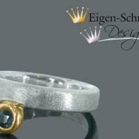 Goldschmiedering "Frozen" in 925er Sterling Silber mit einer Teil-Vergoldung, Silberring, Fingerring, Edelstein, Bild 3
