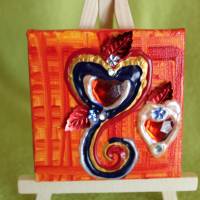 Minibild HERZERL Acrylmalerei Keilrahmen Staffelei Geschenk zu Muttertag Valentinstag für Verliebte Bild 1
