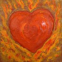 Acrylbild FLAMMENDES HERZ Herzbild auf einem Keilrahmen Geschenk zu Valentinstag Muttertag Acrylmalerei Bild 1