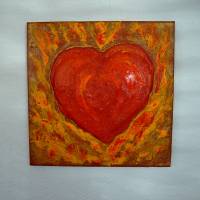 Acrylbild FLAMMENDES HERZ Herzbild auf einem Keilrahmen Geschenk zu Valentinstag Muttertag Acrylmalerei Bild 2