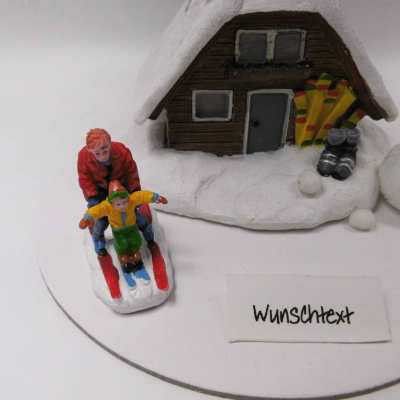 Geschenkdeko Wintersport - Skiläufer, Vater und Kind - Urlaub Wintersport Geburtstag