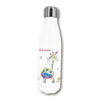 Trinkflasche mit Namen, personalisierte, Thermosflasche mit Giraffe, Edelstahl 500 ml, Einschulung Kindergarten Bild 1