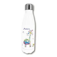 Trinkflasche mit Namen, personalisierte, Thermosflasche mit Giraffe, Edelstahl 500 ml, Einschulung Kindergarten Bild 2