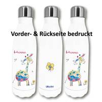 Trinkflasche mit Namen, personalisierte, Thermosflasche mit Giraffe, Edelstahl 500 ml, Einschulung Kindergarten Bild 3
