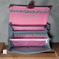 Geldbeutel, Portemonnaie, grau, rosa, geblümte Bordüre Bild 2