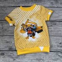 cooles Shirt / T-shirt gr.98/104 Waschbär als Baggerfahrer mit Bagger Bild 1