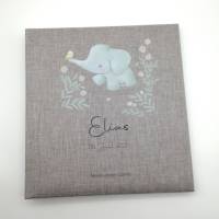 Fotoalbum personalisiert Baby, Kind "Elefant" Leinen, Erinnerungsalbum Bild 1