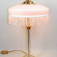 Unikat Tischlampe Leuchte Jugendstil edel elegant groß 51 cm Messing Glasperlen gold einmalig upcycling vintage Bild 2