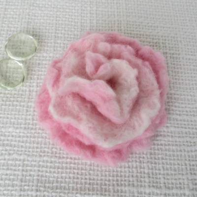 Filzblume rosa weiß zum Anstecken Filzbrosche