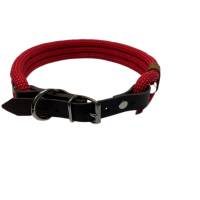 Hundehalsband, verstellbar, rot, braun, Leder und Schnalle Bild 5