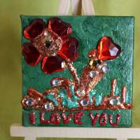 Minibild I LOVE YOU Acrylmalerei Keilrahmen Staffelei Geschenk zu Muttertag Valentinstag für Verliebte Bild 1