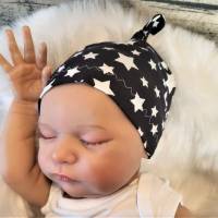 BLITZVERSAND! Handmade Baby Knotenmütze , Kopfumfang 41-43 cm,  Sterne Bild 2