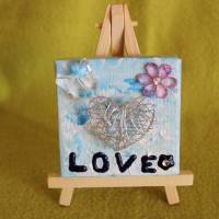 Minibild LOVE  Acrylmalerei Keilrahmen Staffelei Geschenk zu Muttertag Valentinstag für Verliebte Bild 1