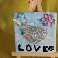 Minibild LOVE  Acrylmalerei Keilrahmen Staffelei Geschenk zu Muttertag Valentinstag für Verliebte Bild 3