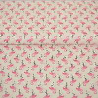  Baumwolle Cretonne Dekostoff Flamingo creme-rosa (1m/9,-€)  Bild 1