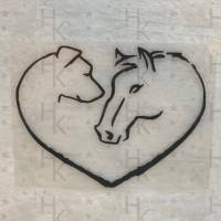 Bügelbild - Pferd & Hund (Herz) - viele mögliche Farben Bild 1