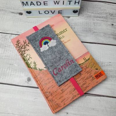Filz-Lesezeichen Regenbogen mit Name, Einschulungsgeschenk