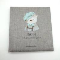 Fotoalbum personalisiert Baby, Kind "Mini Bär" Leinen, Erinnerungsalbum Bild 1