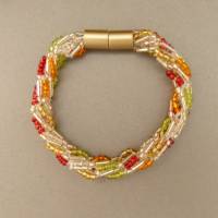 Armband, Häkelarmband silbrig bunt, Länge 21 cm, Armband aus Perlen + Stiftperlen gehäkelt, Armkettchen Bild 1