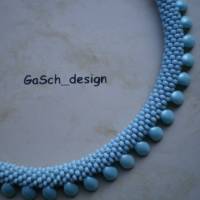 Häkelkette, gehäkelte Perlenkette * Drachenschwanz - pastell türkis Bild 2
