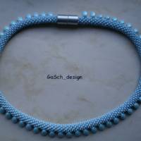 Häkelkette, gehäkelte Perlenkette * Drachenschwanz - pastell türkis Bild 3