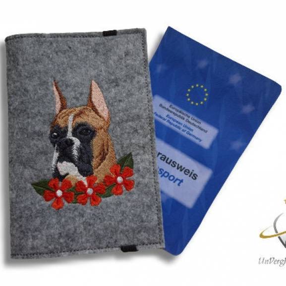 Filzhülle für den Impfpass / EU-Heimtierausweis Hund Boxer