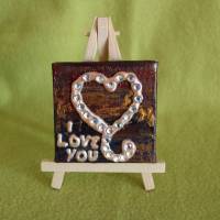 Minibild I LOVE YOU Acrylmalerei Keilrahmen Staffelei Geschenk zu Muttertag Valentinstag für Verliebte Bild 4
