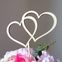 Blumen- / Tortenstecker "Double-Love" aus Holz, Caketopper, Tortentopper, Tortenfigur, Blumengesteck Bild 1