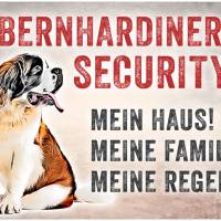 Hundeschild BERNHARDINER SECURITY, wetterbeständiges Warnschild Bild 1