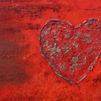 Acrylbild LIEBESBRIEFE Geschenk zu Valentinstag oder Muttertag Malerei Kunst auf einem Keilrahmen Herzbild handgefertigt Bild 2