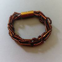 Häkelarmband braun in braun, Länge 19 cm, Armband aus Perlen und Stiftperlen gehäkelt, Glasperlen Bild 1