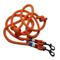 Leine Halsband Set verstellbar, orange, rot, weiß, blau, Edelstahl, Wunschlänge Bild 2