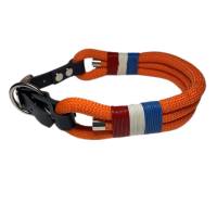 Leine Halsband Set verstellbar, orange, rot, weiß, blau, Edelstahl, Wunschlänge Bild 3