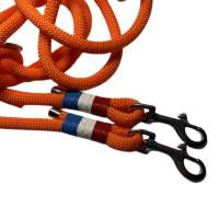 Leine Halsband Set verstellbar, orange, rot, weiß, blau, Edelstahl, Wunschlänge Bild 4