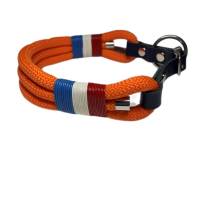 Leine Halsband Set verstellbar, orange, rot, weiß, blau, Edelstahl, Wunschlänge Bild 5