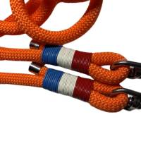 Leine Halsband Set verstellbar, orange, rot, weiß, blau, Edelstahl, Wunschlänge Bild 6