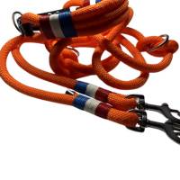 Leine Halsband Set verstellbar, orange, rot, weiß, blau, Edelstahl, Wunschlänge Bild 7