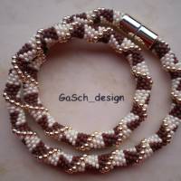 Häkelkette, gehäkelte Perlenkette * Milch-Schoko-Stückchen Bild 1