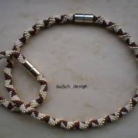 Häkelkette, gehäkelte Perlenkette * Milch-Schoko-Stückchen Bild 4
