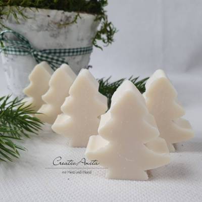 5 St. Sterne Tannenbaum - Christbaum - SCHNEEROSE Gastgeschenke Weihnachten - Schafmilchseife