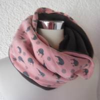Kuscheliger Loopschal - Jersey und Fleece - grau rosa Kiwi Bild 3