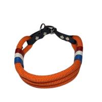 Hundehalsband, verstellbar, orange, rot, weiß, blau, Leder und Schnalle Bild 2