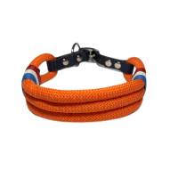 Hundehalsband, verstellbar, orange, rot, weiß, blau, Leder und Schnalle Bild 4
