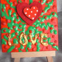Minibild LOVE Acrylmalerei Keilrahmen Staffelei Geschenk zu Muttertag Valentinstag für Verliebte Bild 1