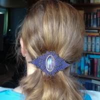 Makramee-Haarspange mit Amethyst in Braun und Violett Bild 7