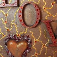 Collage LOVE handgefertigt Acrylbild Malerei Herzbild Shabby Style Vintage Geschenk Muttertag Valentinstag Weihnachten Bild 7