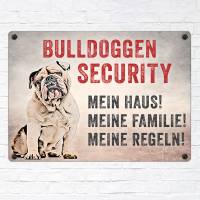 Hundeschild BULLDOGGEN SECURITY, wetterbeständiges Warnschild Bild 2