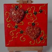 Minibild LOVE  Acrylmalerei auf Keilrahmen mit Staffelei Geschenk zu Muttertag  Valentinstag für Verliebte Bild 1